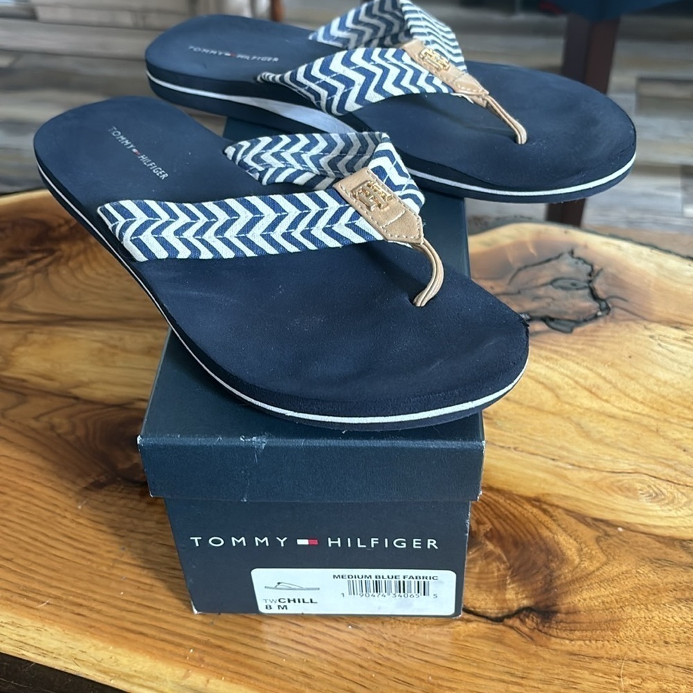 Tommy Hilfiger medium blue chill flip-flops size 8M